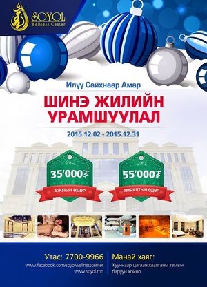 “Соёл” велнесс төв Шинэ жилийн онцгой хямдрал зарлалаа