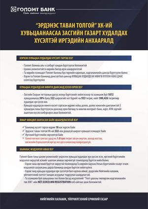 Голомт банк хувьцаагаа зарах иргэдийг бүртгэж эхэллээ