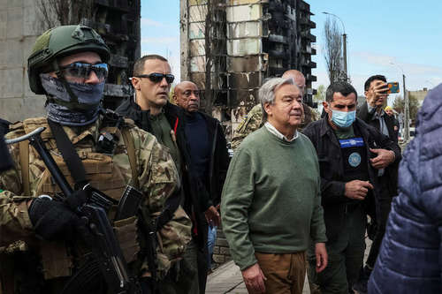 Гутерриш Киевт айлчлах үеэр Оросын арми хоёр удаа пуужингийн цохилт өгчээ