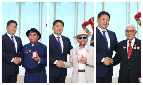 Т.Галсан, Ш.Норовсамбуу, Д.Готов нарт Хөлмөрийн баатар цол хүртээлээ