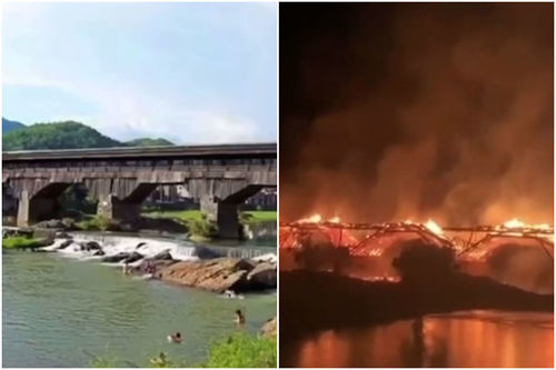 ВИДЕО: Хятадад 900 жилийн настай модон гүүр шатжээ