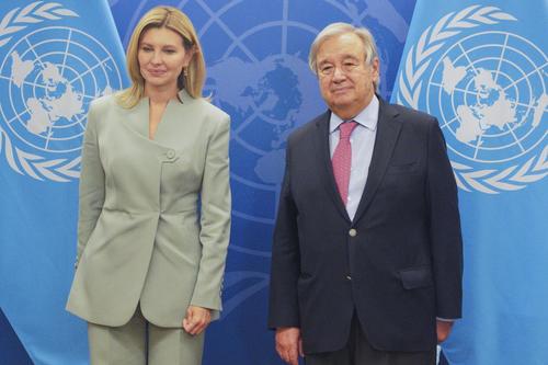 Зеленскийн эхнэр НҮБ-ын чуулганд оролцож, Гутерриштэй уулзжээ