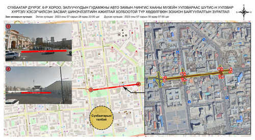 Чингис хааны музейн уулзвараас ШУТИС-ийн уулзвар хүртэлх замыг хаана