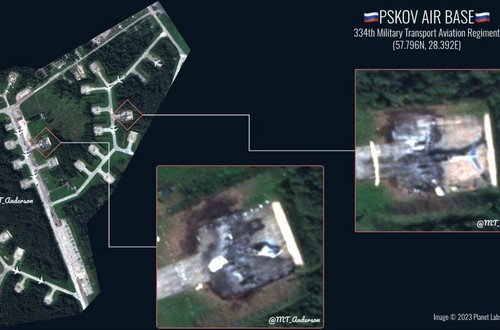 Псковын нисэх буудал руу дроноор халдах үед хоёр Ил-76 онгоц бүрэн шатжээ