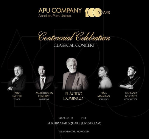 Дуурийн урлагийн “домог”, алдарт Пласидо Доминго, Монгол улсын ардын жүжигчин Э.Амартүвшин тэргүүтэй дэлхийн шилдгүүдийн хослол Монголд анх удаа
